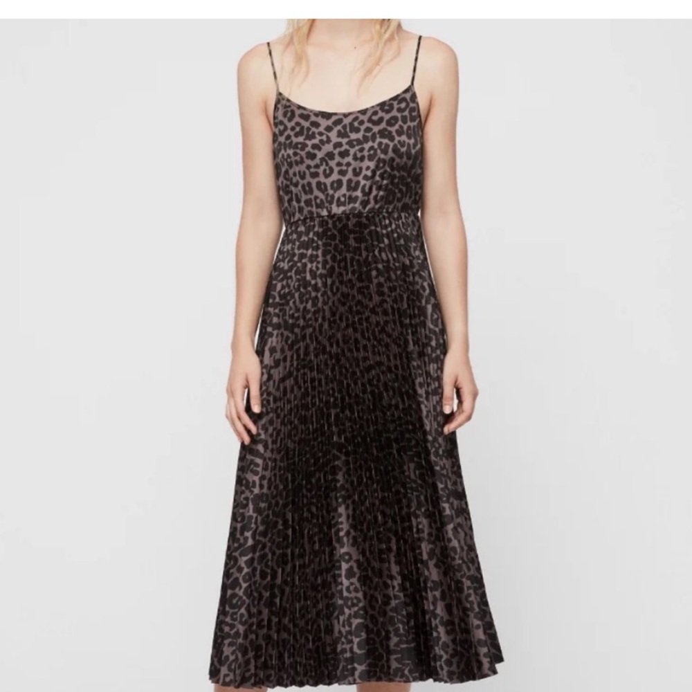 all saints leopard maxi dress